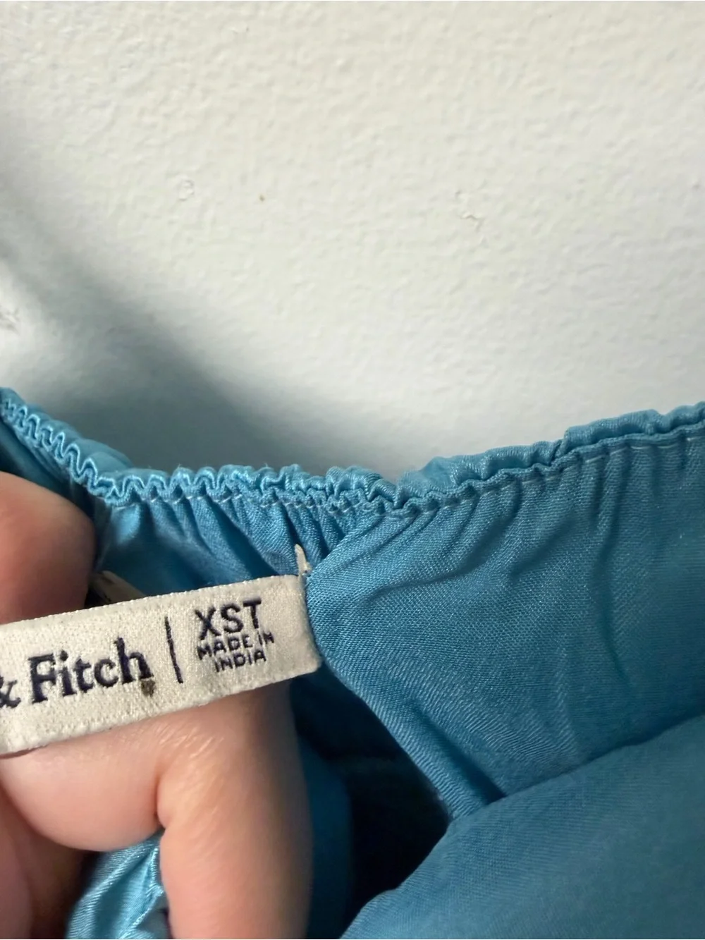 Abercrombie & Fitch Smocked Bodice Satin Maxi Dress‎ Blue Size Extra Small Tall